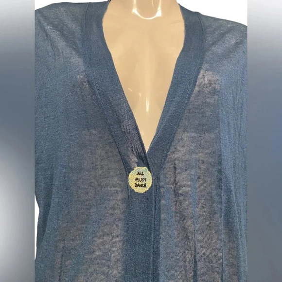 Stile Benetton Linen Nautical Patch Snap Button Duster Cardigan - Picture 2 of 12